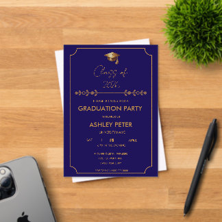 Minimal Grad Party Blue Acrylic Invitation Acryl Uitnodigingen