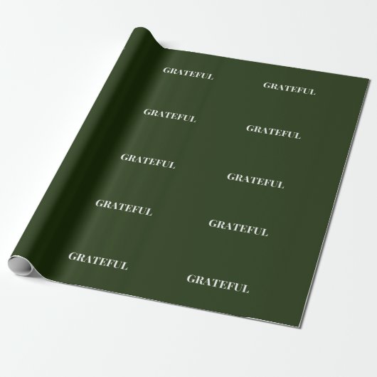 Minimal GRATEFUL | Forest Green Holiday Cadeaupapier (Uitgerold)