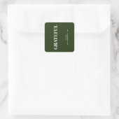 Minimal GRATEFUL | Forest Green Holiday Vierkante Sticker (Tas)