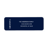 Minimal GRATEFUL | Navy Blue Address Label (Voorkant)