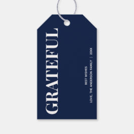 Minimal GRATEFUL | Navy Blue Holiday Cadeaulabel