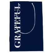 Minimal GRATEFUL | Navy Blue Holiday Medium Cadeauzakje (Voorkant)