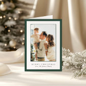 Minimal Green Border Photo Elegant Christmas Feestdagen Kaart