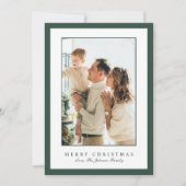 Minimal Green Border Photo Elegant Christmas Feestdagenkaart (Voorkant)