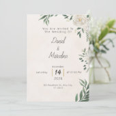 Minimal Green Botanical Wedding Invitation (Debout devant)