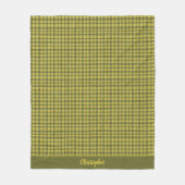 Minimal Green Gingham Plaid Naam toevoegen Kerst Fleece Deken (Voorkant)