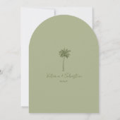 Minimal Green Palm Tree Beach Wedding Invitation (Dos)