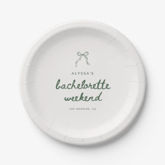 Minimal Green Script Coquette Bachelorette Party Papieren Bordje