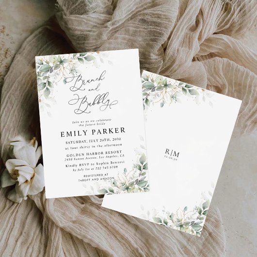 Minimal Greenery Bridal Shower Invitation Kaart