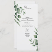 Minimal Greenery laat modern wit huwelijksmenu ach Menu (Voorkant / Achterkant)