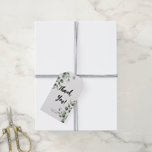 Minimal Greenery laat moderne witte bruiloft achte Cadeaulabel (Met Touw)
