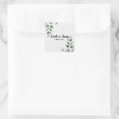Minimal Greenery laat moderne witte bruiloft achte Vierkante Sticker (Tas)