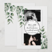Minimal Greenery Leaves Modern White Save the Date Kaart (Voorkant / Achterkant)