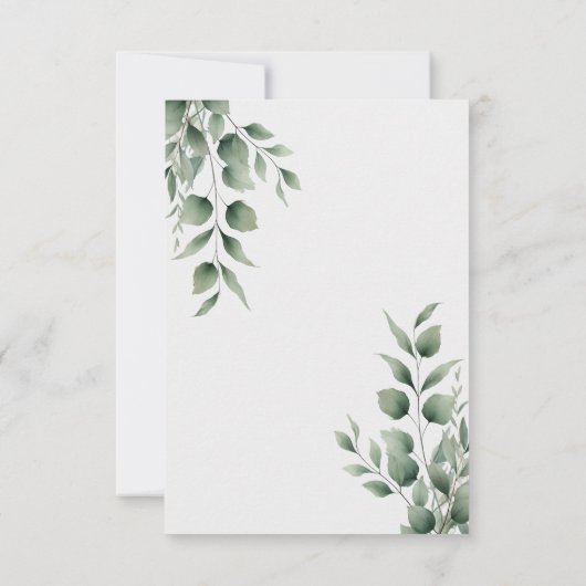 Minimal Greenery verlaat moderne witte bruiloft RS RSVP Kaartje (Achterkant)