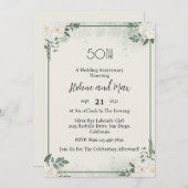 Minimal Greenery Wedding Jubileum Uitnodigingen (Voorkant / Achterkant)