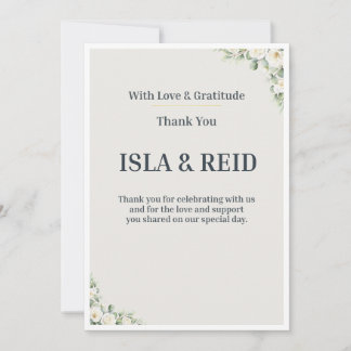 Minimal Greenery Wedding Thank You Card Kaart