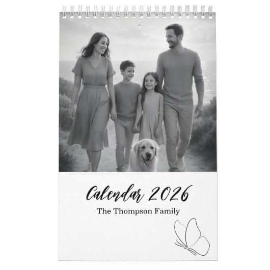 Minimal Grey and White Family Moments 14-Photo Kalender (Hoes)