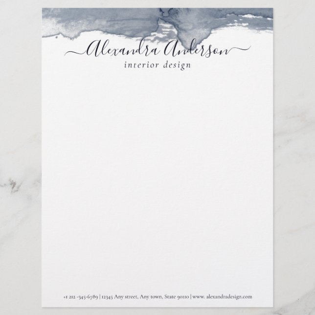 Minimal Grey Waterverf Elegant Script Briefhoofd (Voorkant)
