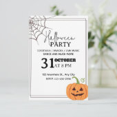 Minimal Halloween Party Invitation – Bewerkbaar Kaart (Staand voorkant)