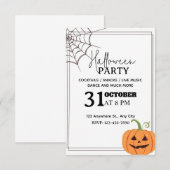Minimal Halloween Party Invitation – Bewerkbaar Kaart (Voorkant / Achterkant)