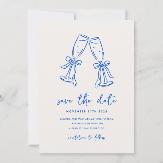 Minimal Hand Drawn Whimsical Doodle Save The Date (Devant)