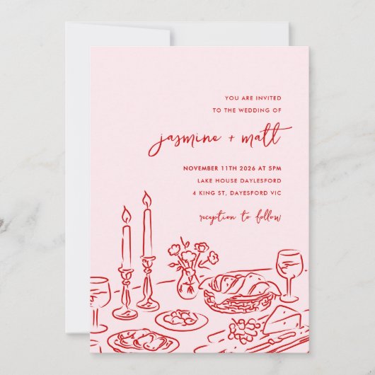 Minimal Hand Drawn Whimsical Doodle Wedding Invite Save The Date (Voorkant)