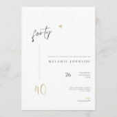 Minimal Handwritten 40th Birthday Party Invitation (Devant)
