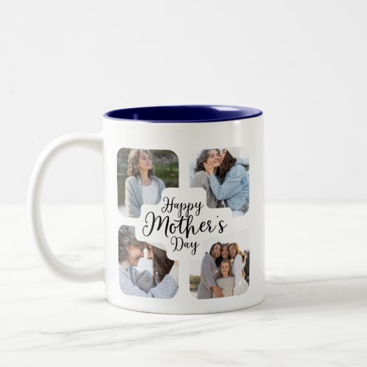 Minimal Happy Moederdag Photo Collage Keepsake Tweekleurige Koffiemok