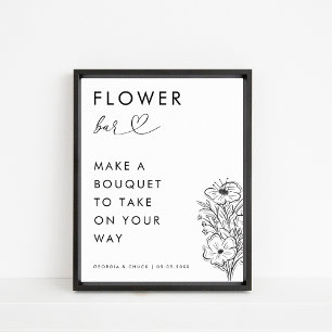 Minimal Hart Script Bloom Bloem Bar Trouwteken Poster