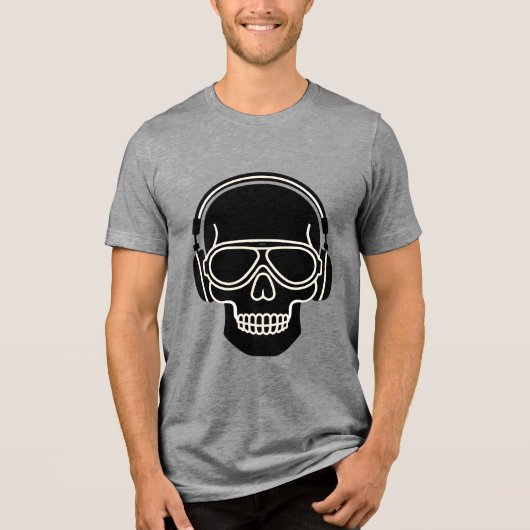 Minimal Headphones Head Silhouette T‑Shirt  Tri-Blend Shirt (Voorkant)