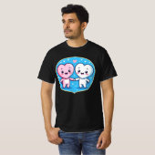 Minimal Heart Mascots Holding Hands T-shirt (Voorkant volledig)