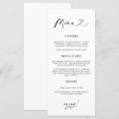 Minimal Heart Menu Card Reception Formal Dinner  (Voorkant / Achterkant)