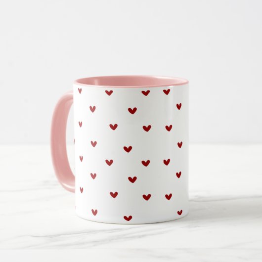 Minimal Heart Pattern Mug | Soft Pink Giftable Cup (Devant gauche)
