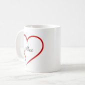 Minimal Heart with Custom Name – Personalized Koffiemok (Voorkant links)