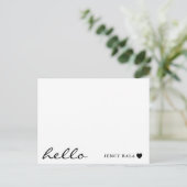 Minimal Hello Modern Heart Design Briefkaart (Staand voorkant)