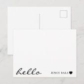 Minimal Hello Modern Heart Design Briefkaart (Voorkant / Achterkant)