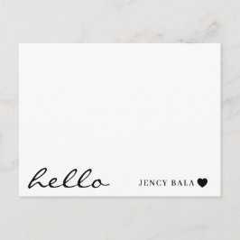 Minimal Hello Modern Heart Design Briefkaart