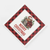 Minimal highland cow red black plaid napkins servet (Hoek)