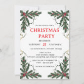 Minimal Holiday Greenery Party Invitation (Devant)