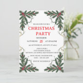 Minimal Holiday Greenery Party Invitation (Debout devant)
