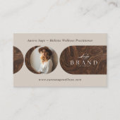 Minimal Holistic Celestial Moon Photo Woodgrain Visitekaartje (Voorkant)