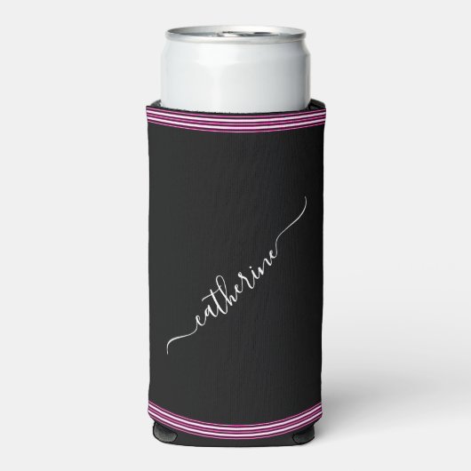 Minimal Hot Pink Black White Cursive Script Name (Seltzer Voorkant)