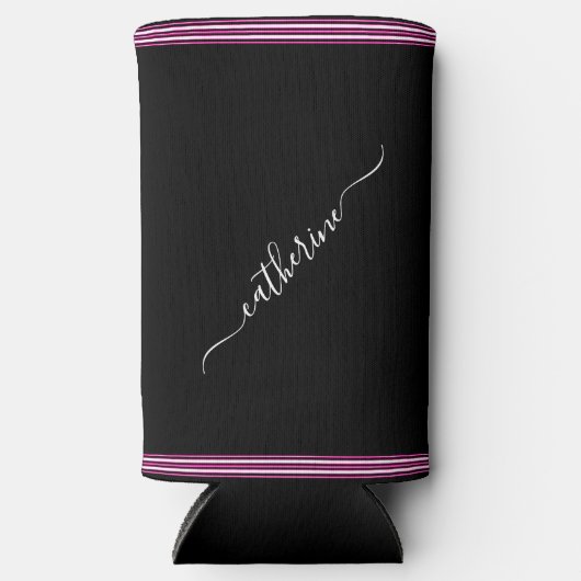 Minimal Hot Pink Black White Cursive Script Name (Voorkant)