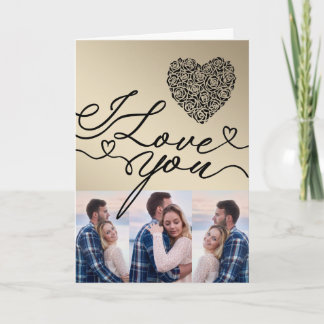 Minimal I Love You Rose Heart Photo Kaart