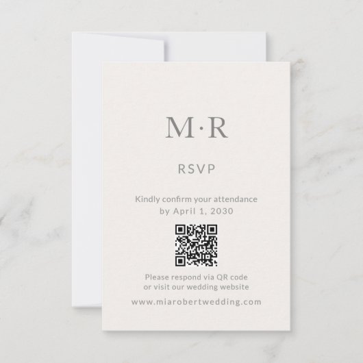 Minimal Intimate Wedding RSVP Card with QR Code Kaartje (Voorkant)
