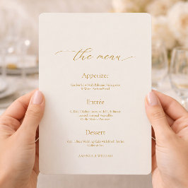 Minimal Ivory Wedding Menu with Calligraphy Header Kaart
