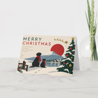 Minimal Japanese Christmas with Mount Fuji Kaart