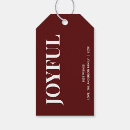 Minimal JOYFUL | Deep Red Holiday Cadeaulabel