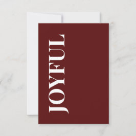 Minimal JOYFUL | Deep Red Holiday Greeting Kaart
