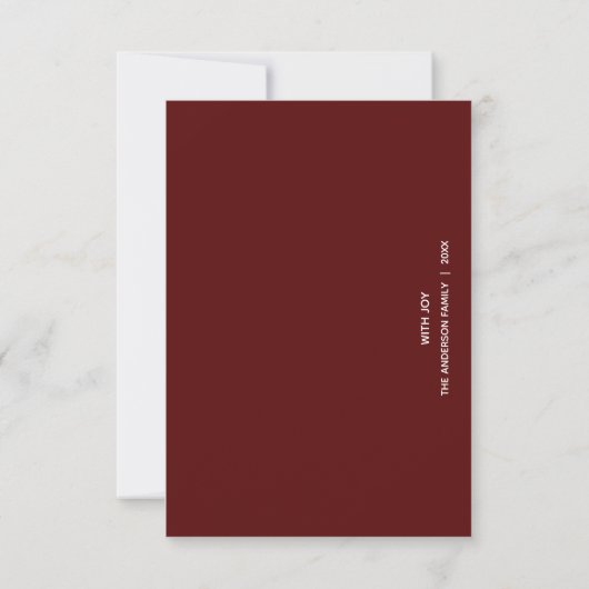 Minimal JOYFUL | Deep Red Holiday Greeting Kaart (Achterkant)